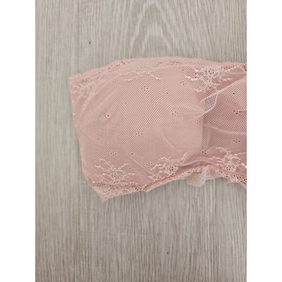 Spanx Undietectable Strapless Wireless Lace Blush Pink Bandeau Lined Bra L Large - Picture 3 of 7
